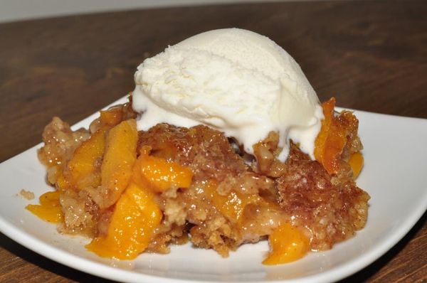 Peach Cobbler and Ice Cream