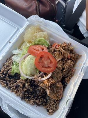 Great portions! - Ropa Vieja, Costillas, Cuban Rice and Yuca