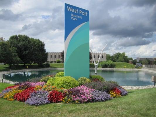 At the entrance to the beautifully landscaped West Port Business Park