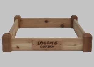 NEW Product - Garden for Kids.  3X3 raised bed with your childs name laser engraved on a cedar plaque.