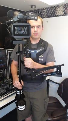 Nick wearing our new Flycam 5000 steadycam system