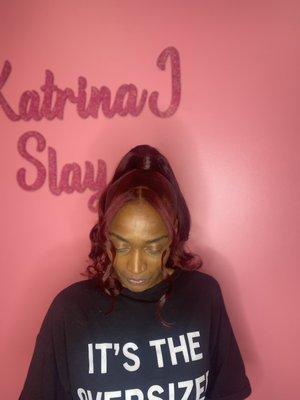 Custom color with half up half down sew in