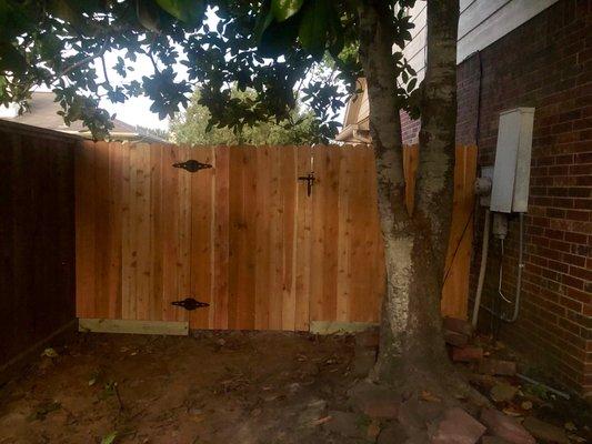 4.5' gate with rot board and cedar pickets.