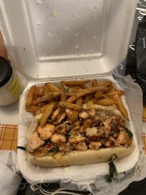 Salmon Cheesesteak and fries