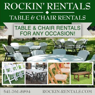 Let us help make your day special with our tables and chairs.