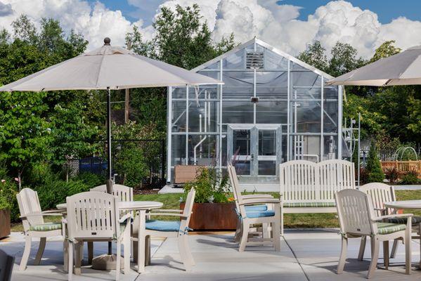 Adult Day Center patio and greenhouse