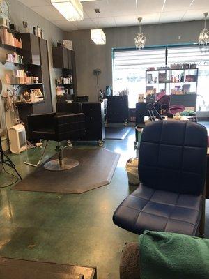 View of the salon from the pedicure chair