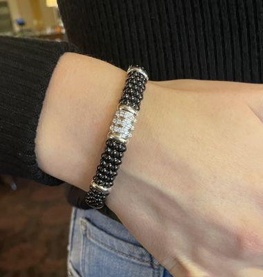 LAGOS Diamond & black caviar bracelet