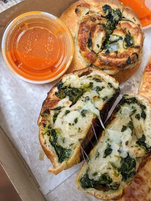 Pinwheels w/ Spinach and Mozzarella side of dipping sauce