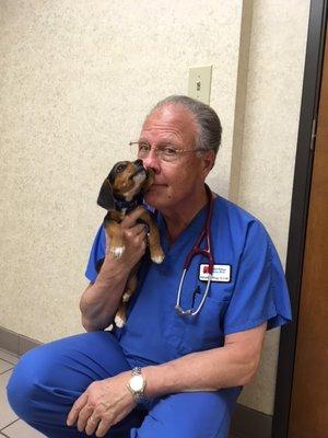 Dr. Krug with one of our adorable patients, Walter.