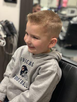 Kid's haircut.