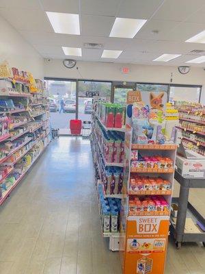 All shelves fully packed with European goods