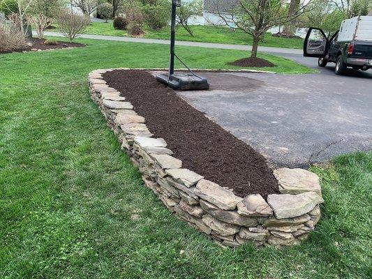 Mulch & Retaining wall