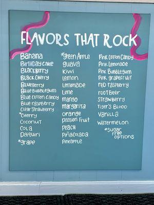 Sno Biz flavors