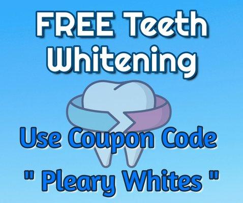 Say the word "pearly Whites" when booking your next appointment for a free teeth cleaning