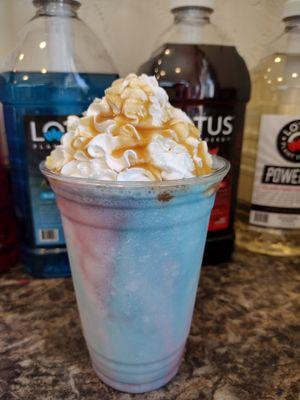 Red white and blue blended lotus