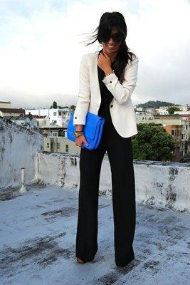 Great way to update your blacks -with a cream blazer!