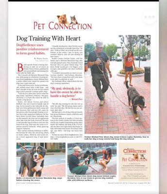 The Reston Connection tagged along on a puppy behavior session held at the Reston Town Center. They chronicled our positive approach.