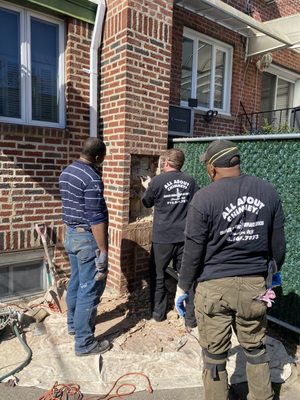 Working on the chimney