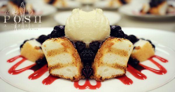 Grilled Angel Food Cake with Roasted Blueberries & Blue Bell Homemade Vanilla Ice Cream