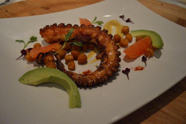 Octopus and Spiced Chick Peas, Cara Cara Orange, FL Avocado