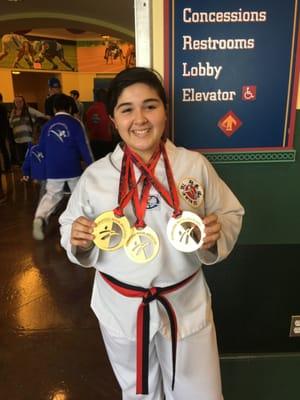 My daughter Won 3 first place medals at the Disney Wide world of sports martial arts tournament 2015