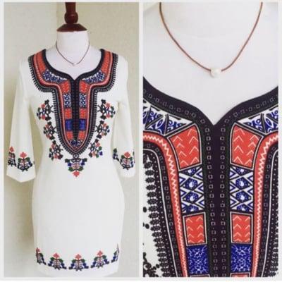 Loving this print! Add a leather and pearl necklace for a simple look