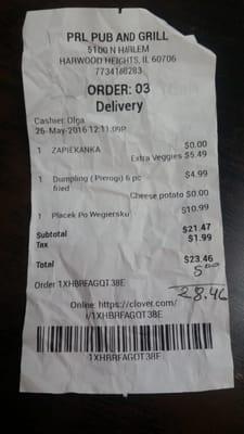 Handwritten delivery charges. Lol. Isn't that weird. BE AWARE