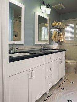 Full Overlay in painted white finish for your vanity.