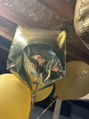 4 hours for the gold shapedballoon - notice the larger balloon is fully inflated.