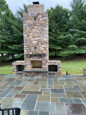 Outdoor Fireplace & Patio by American Stone LS