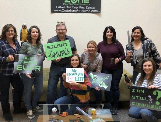 Fun time with a great team! #winners #teamplayers #teamworkmakesthedreamwork #codezone #escaperoom