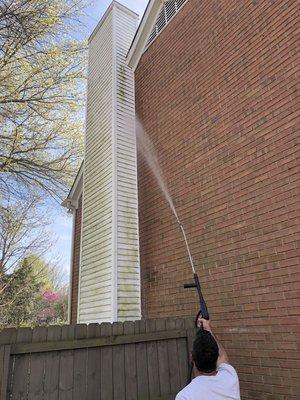 Before  Vinyl Siding Chimney