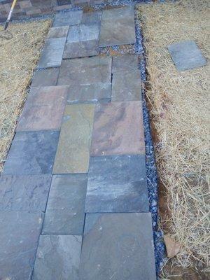 Natural stone walkway