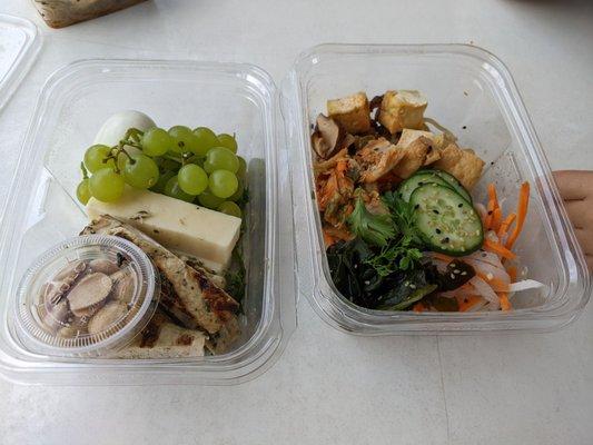 Protein box and sweet potato noodles (glass noodles) with tofu.