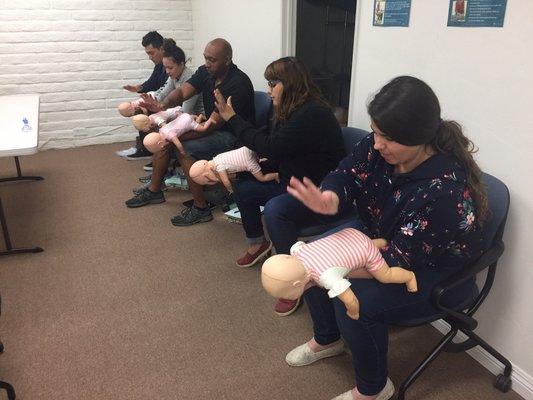 Choking infant skills practice