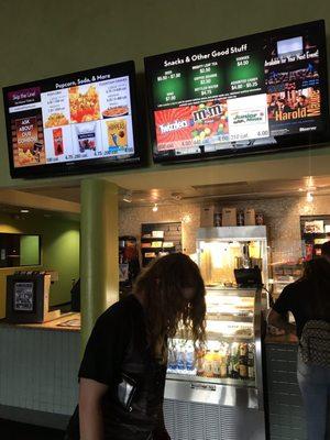 snack bar area/menu