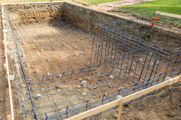 Reinforcing the concrete with rebar.