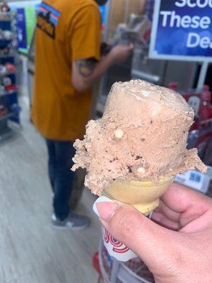 Chocolate malted crunch ice cream and my hubby carrying my new umbrella shade