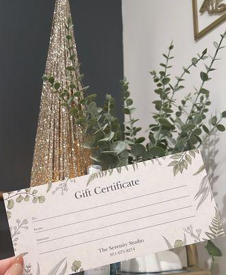 Gift certificates available