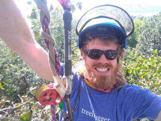 This is the Rose City Arborist himself high above Boulder, Colorado removing a broken limb.