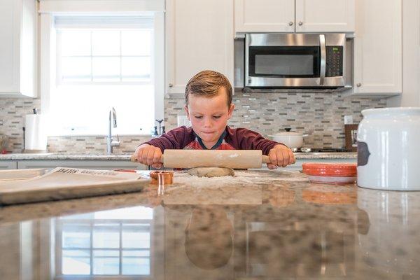 Making cookies on the granite countertop that you just had Chem-Dry clean, sanitize and seal -- excellent idea!