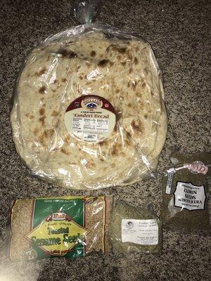 Picked up some sesame seeds, rosemary, cumin seeds, and super delicious hugeee tandoori bread