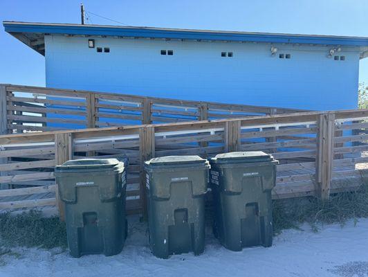 Trash cans near restrooms