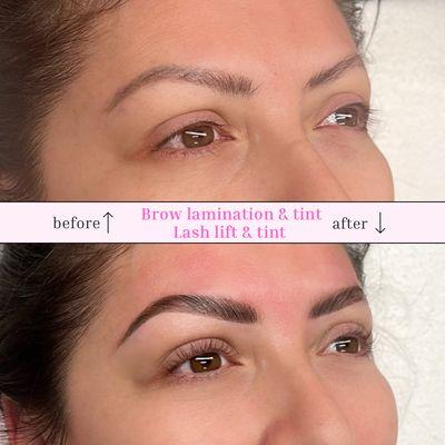 Brow lamination & tint
Lash lift & tint