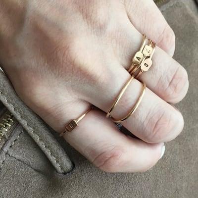 Initial rings locally made to order in your choice of metals.