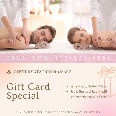 Gift Card Special
Better Deal, Better Value
This is the best health gift for your friends and family