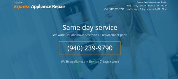 We fix appliances in Denton 7 days a week https://appliancerepair-dentontx.com