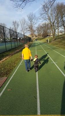 Walking a long the track at Riverside Park