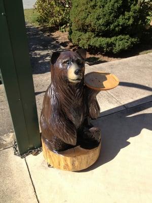 Wine Bear greeting visitors at the front door of The Valley Wine Cellar!